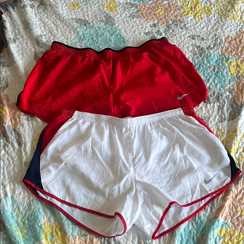 Nike Red and White Athletic Shorts Set